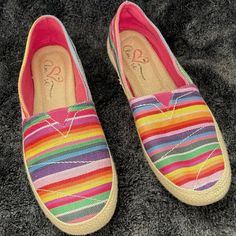 New, Never Worn, Lightweight, Colorful, Women's Slip-On, Espadrille Canvas Shoes From Mia Amore Freedom With Memory Foam Footbed. Women's Size 8.5m. Casual Purple Closed Toe Sneakers, Multicolor Round Toe Sneakers For Summer, Pink Canvas Shoes With Round Toe For Summer, Summer Multicolor Round Toe Sneakers, Comfortable Purple Summer Sneakers, Pink Flat Heel Canvas Shoes For Summer, Round Toe Sneakers For Vacation, Closed Toe Beach Sneakers For Spring, Multicolor Flat Sneakers For Summer