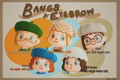 an advertisement for bang's and effbrown featuring cartoon characters