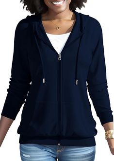 Nimsruc Zip Up Hoodies For Women Long Sleeve Casual - fall jackets Casual Fall Jacket, Plain Sweatshirt, Hoodies For Women, Sweatshirt For Women, Long Torso, Active Hoodie, Cute Design