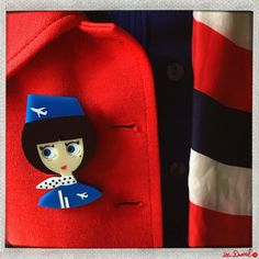 ❤️Travelling with Kelly☺️💙💺✈️KELLY brooch is on www.isaduval.com and Etsy✨ #isaduval #isaduval_paris #acrylicbrooch #handmadebrooch #madeinfrance #sixtiesfashion #broochaddict #broochoftheday #sixties #stewardess #cabinattendant #sixtiesstewardess #secondhandclothes #broochcollection ❤️💙 Sixties Fashion, Second Hand Clothes