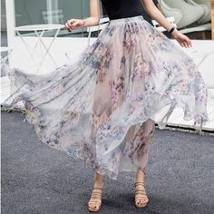 Elegant Elastic Waist Chiffon Floral Beach Boho Skirt







Size 





Waist





Length





Hemlines









inch





cm





inch





cm





cm









M





23.4-36.7





60-94





33.2 





88





700









L





25-38.2





64-98





35.1 





90





740









XL





26.5-39.8





68-102





37.1 





92





780









Note:

1.Please allow 1-3cm measuring deviation due to manual measurement.The unit of size is (cm).(Unit:cm, 1 inch= 2.54 cm, 1 cm= 0.39 inch) Statement Skirt, Elastic Skirt, Boho Skirt, Chiffon Floral, Womens Maxi Skirts, Beach Boho, Elegant Skirt, Boho Skirts, Maxi Skirts