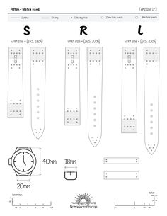 the measurements for different watch bands