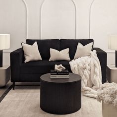 Arabella Jet Black Velvet Sofa Range Sofa