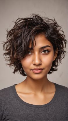 Short Messy Hair, Round Face Curly Hair, Longer Pixie, Short Hair Cuts For Round Faces, Messy Waves, Wavy Haircuts, Tousled Waves