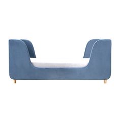 a blue couch with a white mattress on it