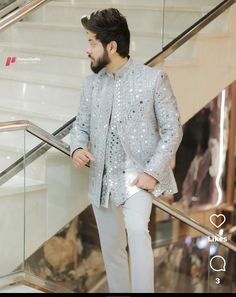 Sangeet Outfit For Men Indian Groom, Open Jodhpuri, Indian Wedding Outfits For Men, Sangeet Outfit For Men, Coat Pant For Men, Reception Suits