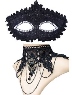 PRICES MAY VARY. Venetian-style half face mask，Black ribbon tie for easy wear Charming lolita handmade lace Collar necklace suits for women of all ages. Mysterious and sexy,perfetc for Christmas, Halloween costume party, performing props, etc Wide use as fashion clothing accessories;Halloween,Thanksgiving,Party,Christmas,Festival and so on Pack of 2 (Mask+lace necklace ) Perfect for Masquerade, Costume Play, Festival Dancing Party,Halloween , Christmas , Bachelor Party, Single Party, Hen Party, Masquerade Outfit Ideas, Necklace Pack, Masquerade Prom, Masquerade Outfit, Goth Prom, Fashion Costume Halloween, Quick Costumes, Mask Masquerade, Lace Mask