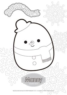 a coloring page with an image of a snowman