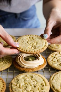 Pistachio Latte Sandwich Cookies - Constellation Inspiration Pistachio Latte, Cheesecake Cream, Coffee Cheesecake, Pistachio Cream, Sandwich Cookies, Cookie Desserts