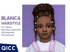 A high bun with baby braids. – Maxis Match – Base game compatible – Hat compatible – Toddler – 15 EA swatches The post Blanca Hair by qicc appeared first on Lana CC Finds - Sims 4 CC, Hair, Worlds, Cheats, Guides, Mods Sssvitlas. Sims 4 Infant Hair, Toddler Hair Sims 4, Sims 4 Curly Hair, Lotes The Sims 4, Sims 4 Piercings, Sims 4 Challenges, Sims 4 Black Hair, Cc Hair