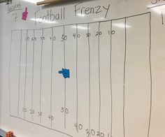 a white board with some writing on it that says football frenz 7 - 10