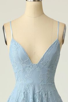 Spaghetti Straps Lace Blue Homecoming Dress Homecoming Inspo, Blue Homecoming Dress, Mini Homecoming Dress, Prom Dress Pictures, Sweep Train Prom Dress, Lovely Partner, Mini Homecoming Dresses, Hoco Dress, Prom Dresses With Pockets