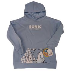 This Product Is New. --- Mfg. Information: Speed Up The Cozy Style Of Your Gamer Dude With This Sonic Fleece Pullover Sweatshirt. Made Of A Soft, Midweight Fabric Cotton Blend, This Fleece Sweatshirt For Boys Makes An Adorable Addition To Their Cool-Weather Wardrobe. The Long-Sleeve Sweatshirt Is Fashioned In A Light Blue Hue, With The "Sonic The Hedgehog" Logo In White Across The Chest, And Sonic's Cheerful Face Over The Checkered Backdrop Of The Front Kangaroo Pocket, All Creating An Eye-Catch Sonic The Hedgehog Logo, Checkered Backdrop, Hedgehog Logo, Hoodie Gap, Unicorn Hoodie, Grey Cropped Hoodie, Camouflage Hoodie, Cozy Style, Girls Fleece