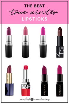 Lipstick For Winter Type, True Winter Wedding Makeup, Winter Season Lipstick, Lipstick For True Winter, Lipstick For Cool Winter, Lipsticks For Winters, House Of Colour Winter Lipstick, Clear Winter Lipstick Colors, Lipstick For Winter Skin Tone