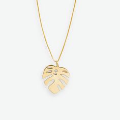 Flora Monstera Drop Pendant Necklace Brass Human Hands, Drop Pendant Necklace, Human Hand, Monstera Leaf, Chic Accessories, Inspired By Nature, Drop Pendant, Accessories Store, Accessories Branding