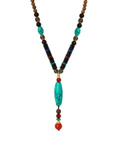 PRICES MAY VARY. Handcrafted Elegance: This vintage-inspired necklace features created turquoise wood beads and a created turquoise pendant, exuding a bohemian charm. Long Necklace Style: With its generous length, this necklace can be worn as a long, layered accessory or wrapped for a chic, multi-strand look. Unique Design: Each necklace is handmade, ensuring that every piece is one-of-a-kind and truly special. Versatile Accessory: The timeless created turquoise hue complements a wide range of o Bohemian Turquoise Beaded Necklaces With Wooden Beads, Turquoise Wooden Beads Necklace For Festivals, Traditional Turquoise Beaded Necklaces With Wooden Beads, Traditional Turquoise Beaded Necklace With Wooden Beads, Bohemian Beaded Turquoise Necklace For Meditation, Traditional Turquoise Beaded Necklaces For Meditation, Bohemian Turquoise Necklace With Wooden Beads, Spiritual Turquoise Necklaces With Wooden Beads, Spiritual Turquoise Necklace With Wooden Beads