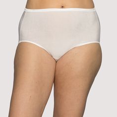 The Illumination® Panties are the perfect combination of comfort and luxury! The soft fabrication has great stretch for the perfect fit. Non-binding waist and leg construction anchors the garment to the body and provides all day comfort with freedom from elastics. The satin trim at the leg and waist add an elegant touch. This brief offers full rear coverage  to maintain modesty. Supportive Seamless Bottoms For Daywear, Solid Color Bottoms With Light Support For Loungewear, Classic Stretch Bottoms With Moderate Coverage, Comfort Stretch Seamless White Bottoms, Elegant Supportive Solid Bottoms, Elegant Supportive Solid Color Bottoms, Comfortable Fitted White Bottoms, White Fitted Comfortable Bottoms, White Comfortable Fitted Bottoms