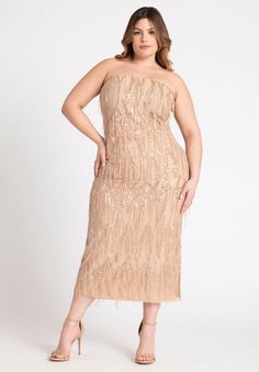 Strapless Fringe Sequin Midi Dress Sequin Dresses Wedding Guest, Fringe Wedding Dresses Plus Size, Fringe Midi Dress, Dresses Date Night, Denim Midi Dress, Sequin Midi Dress, Sequin Maxi Dress, Strapless Maxi Dress, Cotton Midi Dress