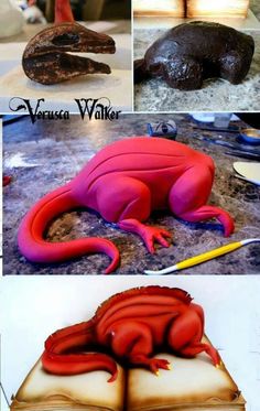 there are pictures of different cakes made to look like geckos and alligators