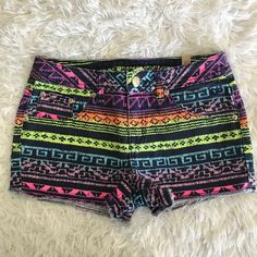 New With Tags. Girls Size 10 1/2 (10 Plus) Neon Multi Color Aztec Tribal Print Denim Jean Shorts. Justice. Scene Girl Outfits, Old Justice Clothes, Justice Clothing Outfits, Justice Girls Clothes, Justice Pajamas, Printed Denim Jeans, American Flag Shorts, Justice Clothing 2010, Denim Jean Shorts