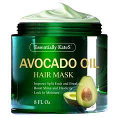 PRICES MAY VARY. Intensive Repair Treatment: Our Avocado Hair Mask enhances the look of hair damaged by environmental stressors, chemical processing and overexposure to the sun, through deeply immersive hydration and moisturization Texture Recovery Conditioning: Nurture rugged hair cuticles with our hair mask's pH balencing smoothening properties. Improve you hair's texture by allowing Essentially KateS' salon grade elixir to tame frizz and detangle your hair Strengthening and Protective Mask: P Jojoba Oil Hair Mask, Avocado Oil Hair, Oil Hair Mask, Shea Butter Oil, Avocado Hair Mask, Avocado Hair, Ginger Oil, Hair Masks, Oil Hair