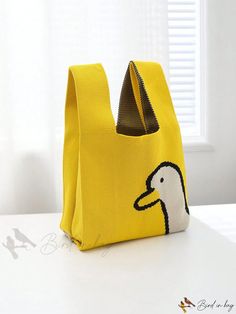 Bird in Bag - Womens Casual Coachella Bag with Cartoon Animal Pattern Animal Design Tote Shoulder Bag For Daily Use, Animal Design Satchel Shoulder Bag For Shopping, Animal Design Shoulder Bag For Daily Use, Daily Use Animal Design Tote Shoulder Bag, Daily Use Animal Design Pouch Shoulder Bag, Cute Shoulder Bag With Animal Design For Daily Use, Cute Yellow Pouch Shoulder Bag, Cute Animal Design Shoulder Bag For Daily Use, Casual Shoulder Bag With Animal Design