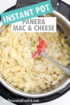 instant pot panera mac and cheese recipe in an instant pot with a red spoon