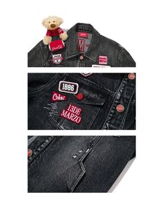 13DE MARZO x Coca-Cola Bear Denim Jacket Washed Black Size Chart ( in CM ) Chest Shoulder Length S 112 48.8 67 M 116 50.2 69 L 122 52.3 72 Urban Black Denim Jacket With Patch Pockets, Black Denim Jacket With Patch Pockets, Black Denim Outerwear With Patch Pockets, Black Denim Jacket With Patches For Fall, Casual Black Denim Jacket With Patches, Black Denim Jacket With Patch Pockets For Winter, Coca Cola Bear, Happy Winter, Clothing Men