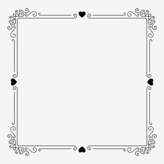 a black and white square frame with hearts in the middle, on a light gray background