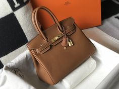 HM Birkin Brown Epsom Gold Hardware Bag For Women Hermes Birkin Brown, Expensive Brands, Alligator Handbags, Orange Box, Celine Handbags, Lv Bags, Togo Leather, Designer Totes, Luxury Purses