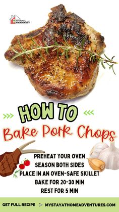 an advertisement for bake pork chops