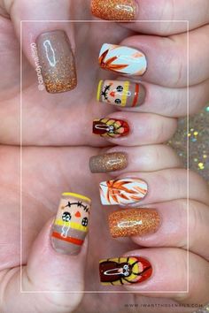 Cute Thanksgiving Nails Thanksgiving Day Nails, Cute Thanksgiving Nails Simple, Short Nails Acrylic, Thanksgiving Nails Design Fall, Coral Nails With Design, Turkey Nails, Fall Thanksgiving Nails, Thanksgiving Nail Designs, Thanksgiving Nail Art