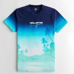 New From Hollister 100% Cotton Blue Graphic Tee With Graphic Print, Light Blue Summer T-shirt With Letter Print, Blue Cotton T-shirt For Summer, Light Blue Graphic Tee For Summer, Blue Short Sleeve Shirt With Text Print, Light Blue Screen Print T-shirt For Summer, Summer Light Blue Screen Print T-shirt, Blue Screen Print Tops For Summer, Blue Screen Print Top For Summer