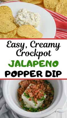 an easy crockpot with jalapeno popper dip and crackers