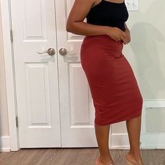 The Best And Most Flattering Knee Length Skirt For All Occasions! Material: Cotton And Spandex Color: Brick Red Model Is 5'3'' And Wearing A Size Medium Measurements: (Flat Lay; Elastic Waist) Small: 26” Waist; 26” Length Medium: 28”Waist ; 26” Length Large: 29”; 26” Length X-Large: 30” Waist; 26” Length 2x: 34” Waist; 27” Length 3x: 37” Waist; 27”Length Red Fitted Long Pencil Skirt, Fitted Red Midi Bottoms, Fitted Red Midi-length Bottoms, Red Stretch Knee-length Pencil Skirt, Red Stretch Pencil Skirt, Casual Red Pencil Skirt, Casual Red Knee-length Pencil Skirt, Red Relaxed Casual Pencil Skirt, Mint Green Skirts