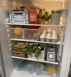 an open refrigerator filled with lots of food