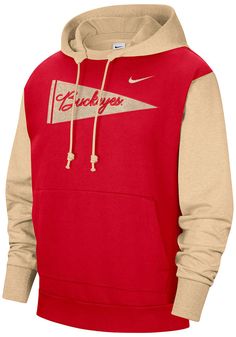 Put your Buckeyes spirit on display in this Ohio State Buckeyes Long Sleeve Hoodie! You'll be cozy on game day in this The Ohio State University Mens Red Standard Issue Hooded Sweatshirt. This Buckeyes Long Sleeve Hoodie features a team name in pendant on front chest. Wear your Ohio State Buckeyes spirit with pride in this great Mens Hooded Sweatshirt! Collegiate Team-colored Hoodie For Game Day, Collegiate Hoodie In Team Colors For Game Day, Red Game Day Fan Apparel Hoodie, Collegiate Team-colored Hoodie For Fan Gear, Red Fan Apparel Sweatshirt For Sports, Red Sweatshirt For Fan Merchandise, Fall Season, Red Sweatshirt For Fan Merchandise In Fall, Red Sweatshirt For Fall Fan Merchandise, Collegiate Red Hoodie For Game Day