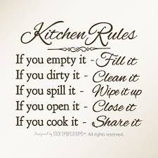 the kitchen rules wall decal is shown