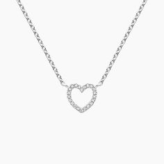 Heart Pavé Diamond Pendant - Silver. This heart-shaped pendant showcases sparkling pavé diamonds for a delicate and charming look. The length of the necklace can be adjusted to either 16 or 18 inches to suit individual preference (1/15 total carat weight). Diamond Pendants, Detailed Necklace, Pendants Necklaces, Necklaces Gold, Diamond Jewelry Necklace, Heart Pendant Diamond, Silver Heart Necklace, Brilliant Earth, Body Piercing Jewelry