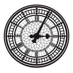 a black and white clock with roman numerals