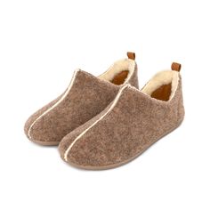 Made out of 100% Recycled Polyester. Lining + Insole 100% Real Wool Soft cushioning insole for walking comfort. Removable  insoles Outsole:Natural rubber  Suitable for both indoor and outdoor wear Handmade Brown Textured Footbed Slip-on Slippers, Comfortable Brown Walking Shoes With Rubber Sole, Comfortable Brown Walking Shoes With Textured Sole, Brown Outdoor Slippers With Cushioned Footbed, Outdoor Brown Slippers With Cushioned Footbed, Brown Cushioned Outdoor Slippers, Comfortable Low-top Indoor Slippers, Outdoor Brown Slippers With Textured Footbed, Beige Round Toe Slippers With Removable Insole