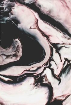 an abstract painting with black and pink colors