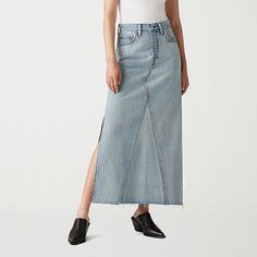 We don't call it an icon for nothing. This icon skirt is the timeless denim skirt you've been searching for, with a mid-rise and the iconic Levi's details you know and love. Flip it over and you'll find two back pockets that were designed to flatter just like the ones on your favorite 501 jeans. Consider this your new warm-weather essential.Front Style: Flat FrontFeatures: Button FlyClosure Type: ButtonClosure Location: FrontPockets: 2 Front Slip Pockets, 2 Back Slip Pockets, 1 Front Coin Pocket Not In The Mood, Skirts Denim, Denim Skirt Women, Denim Skirts, 501 Jeans, Light Blue Color, In The Mood, The Mood, Long Skirt