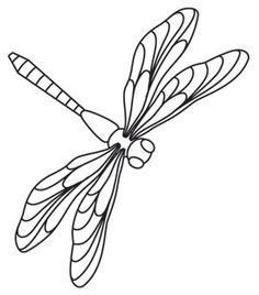 a black and white drawing of a dragonfly