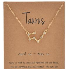 Taurus Zodiac Sign Adjustable Necklaces-Taurus (April 20-May 20) The Zodiac Reinvented, Totally Cool And Actually Minimal. 18k Gold Dipped 20 Inch Chain Size For Everyone Package: All Jewelry Will Be Carefully Packed And Shipped To You In A Safe Condition. Taurus April, Taurus Zodiac Sign, Beaded Boho Necklace, Zodiac Sign Necklace, Rhinestone Statement Necklace, Pearl Necklace Earrings, Toggle Necklace, Elephant Necklace, Taurus Zodiac