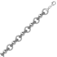 A beautifully designed multi strand bead chain 7 1/2" bracelet showcasing polished ring like stations and barrel embellishments. Designed in rhodium plated sterling silver and comes with a lobster clasp. Must Have Accessories, Metal Chain Link, Healing Jewelry, Gold Bracelet Chain, Bead Chain, Strand Bracelet, Diamond Design, Bracelets And Charms, Multi Strand