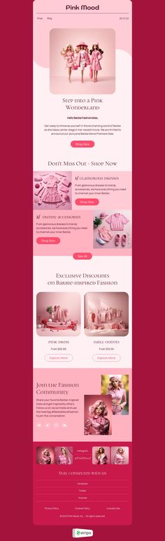 the website design for pink thread