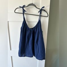 Ties At Shoulder Super Cute New With Tags Old Navy Tank Tops, Navy Tops, Summer Cotton, Tank Top Shirt, Old Navy, Navy Blue, Spring Outfits, Super Cute, Navy