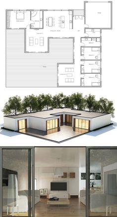 the floor plan for this modern house is shown