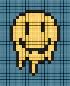 A pixel art template of the smiley face melting. Pixel Art Smiley Faces, Pixel Smiley Face, Pixel Art Ideas Room, Pixel Art Eyes, Pixel Art Face, Pixel Art Emoji, Face Pixel Art, Pixel Emoji